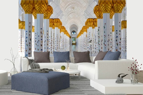 Vlies Fototapete - Moschee in Abu Dhabi 375 x 250 cm